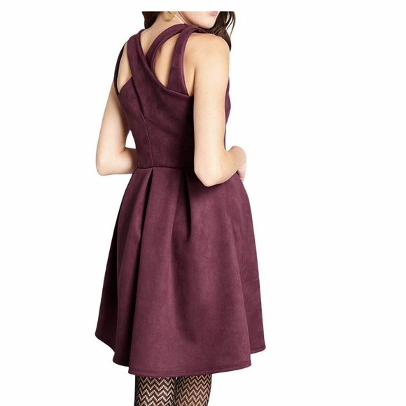 Modcloth Faux Suede Plum Mini Dress - Picture 5 of 9